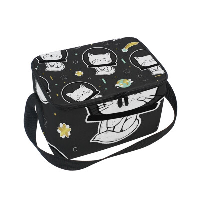 

ALAZA Lunch Box Insulated Cats And Planets Lunch Bag Large Cooler Tote Bagfor Men Women