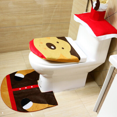 

3 Pcs\Set Christmas Decorations Toilet Seat Santa Cover Funny Xmas Gift For Bathroom Set