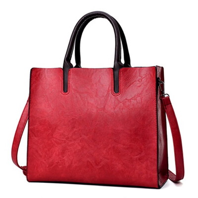 

New Vintage Women Handbag Luxury Oil Wax PU Leather Shoulder Bag Casual Tote Large Bolsos Trunk Tote Bag