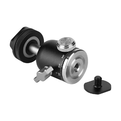 

Multi-function Aluminum Alloy Mini Ballhead Ball Head 360° Panorama Head with Hot Shoe Base Mount 14 Inch Screw for Camera DSLR V