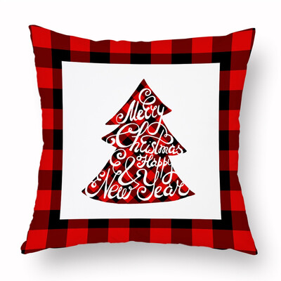 

Merry Christmas Elk Christmas Tree Snowflake Plaid Pillow Covers Holiday Sofa Throw Cushion Case Xmas Decor
