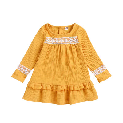 

Girls Dress New Autumn Girls Clothes Lace Design Baby Girls Princess Tutu Wave Hem Dresses For Girls Casual Wear 18m-5 Y