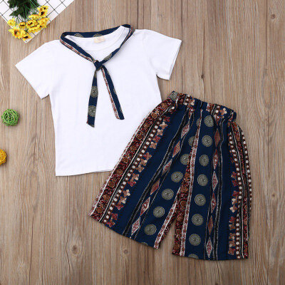 

2PcsSet Summer Baby Girls Casual Short Sleeve T-shirt TopsFloral Pattern Shorts Suits Costume Set