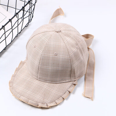 

Fashion bow knot sunshade hat men&women bright leisure plaid hair baseball cap duck tongue cap couple manufacturer wholesale