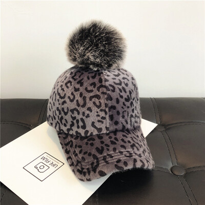 

Hat Womens winter Plush cap casual cap personality fashion leopard curve eaves hip hop hat