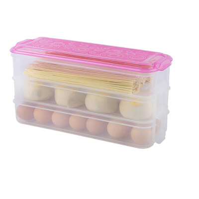 

3-Layer Refrigerator Storage Box Kitchen Organizer Food Clear Container with Lid