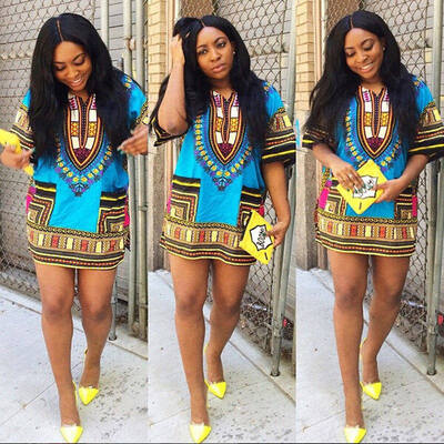 

2017 Women African Festival Dashiki Shirt Kaftan Boho Hippe Gypsy Festival Tops Party Dress K2