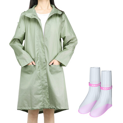 

Women Girls Rain Poncho Raincoat with Attached Hood for Travel Outdoor Activities Waterproof Shoes Cover Boots