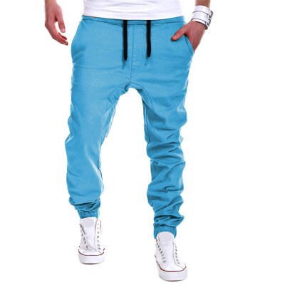 

Fashion Mens Sports Pants Solid Color Drawstring Casual Long Trousers Sweatpants