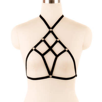 

Sexy Women Girl Hollow Out Elastic Cage Bra Bandage Strappy Halter Bustier Belt Cropped Top
