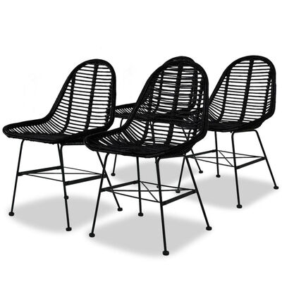 

Dining Chairs 4 pcs Natural Rattan Black