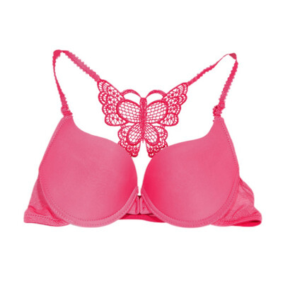 

One Piece Seamless Push Up Front Closure Bras Top Women Beautiful Back Bow Embroidery Adjusted Straps Smooth Wire free Bra