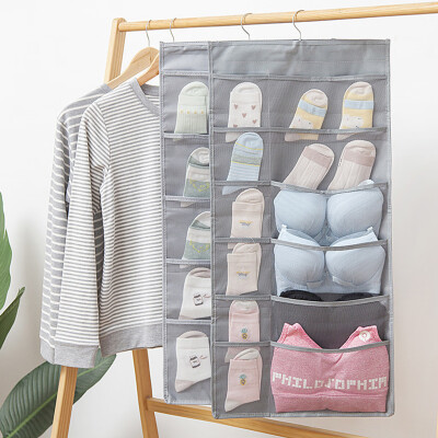 

Gobestart Double Side Oxford cloth Wall WardrobeBag Sorting Hanger Organizer Bra Underwear