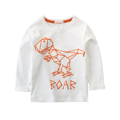 

Cartoon Cotton Autumn Shirt Boy Girls Kids Clothing Children T-shirts Dinosaur Print Long Sleeve T Shirts Stripes Tops