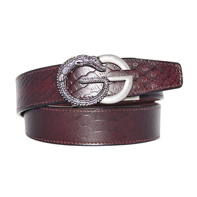 

BPSTAR Mens Automatic Buckle Genuine Leather Mens Ratchet Holeless Belt Business High Quality Mens Real Belt for Pants