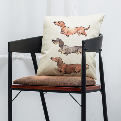 

JPGIF Vintage Dog Cotton Pillow Case Sofa Waist Throw Cushion Cover Home Car Decor A