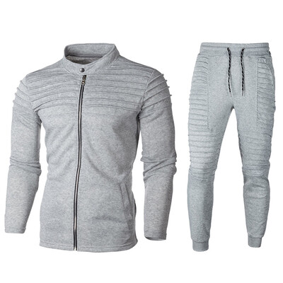 

Toponeto Mens Autumn Solid Zipper Sweatshirt Top Pants Sets Sports Suit Tracksuit