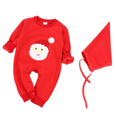 

WEIXINBUY Baby Christmas Day Embroidered Pattern Cotton Rompers Hat autumn winter solid clothing