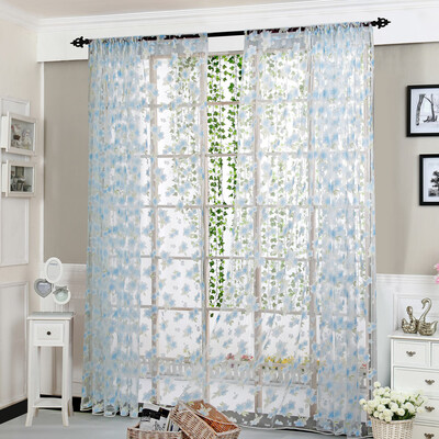 

Gobestart Flower Sheer Curtain Tulle Window Treatment Voile Drape Valance 1 Panel Fabric