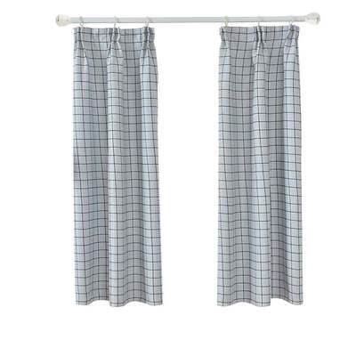 

Grid Printed Curtain Short Plaid Living Room Kitchen Hotel Balcony Window Shading Panel Drape