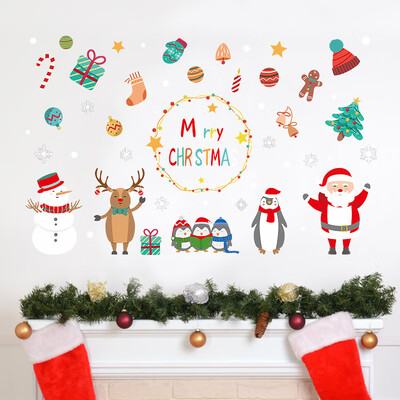 

Merry Christmas Window Wall Sticker Decals Snowflake Santa Claus Home Xmas Decor