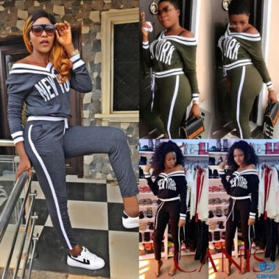

Fashion 2pcs Women&39s Sports Sweatshirt Crop Tops Pants Set Tracksuit Sweat T-shirt