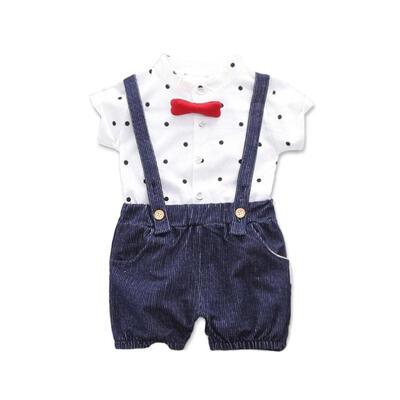 

Baby Clothes Summer Baby Boys Short Sleeve Polka Dot Print Tops ShirtsStrap Shorts Casual Outfits Sets