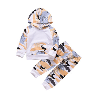 

Spring Autumn Children clothes Set Cartoon Print Long Sleeve Hoodie Coat And Pants 2pcs Cotton Suits Children Boy Clothing Sets