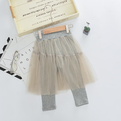 

Children Toddler Kids Girls Lace Stitching Mesh Solid Color Pants Leggings Casual Trousers