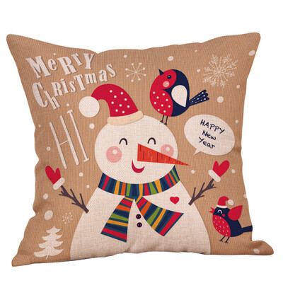 

Siaonvr Cotton Linen Christmas Snowman Tree Zipper Closure Pillow Case Throw Cushion