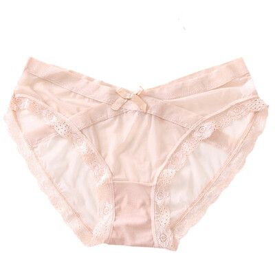 

New Thin Sexy Transparent Mesh Lace Bow Briefs Fashion Sexy Mid Rise Quick Dry Women Panties 2019