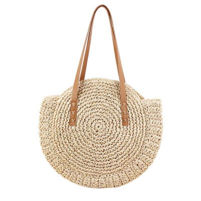 

Creative Straw Woven Round Women Casual Travel Beach Handbag Single Shoulder Bag