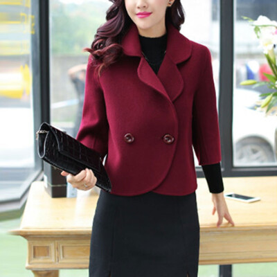 

Toponeto Women Fashion Slim Wool Short Jacket Winter Woolen Suit Coat