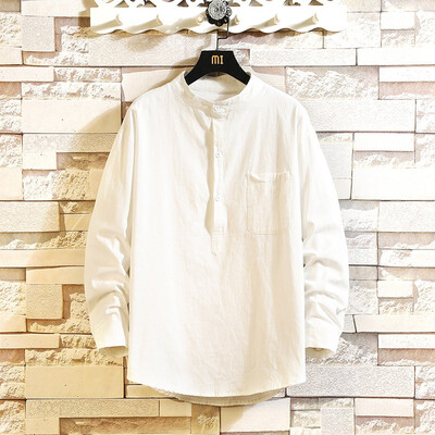 

Toponeto Men Casual Autumn&WinterSolid Color Long Sleeve Shirt Turn-Down Loose Blouse