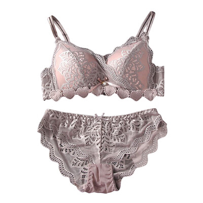 

Lace Pendant Decoration Womens Underwear Set Fashion Sexy Hollow Shoulder Strap Bra Briefs Set