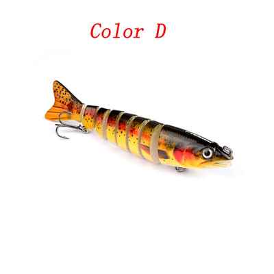

123cm Artificial Fishing Lure Bait 3D Eyes 8 Segments 2 Hooks Fish Lures Sea Fishing Swimbait Crankbait Tackle
