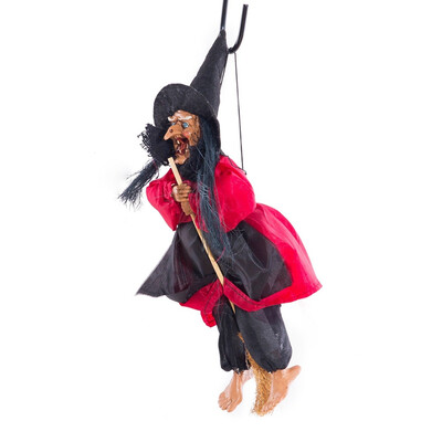 

Halloween Witch Hanging ride broom witch ghost Props Voice Control Ride Broom Witch Hanging Decoration With Sound Light