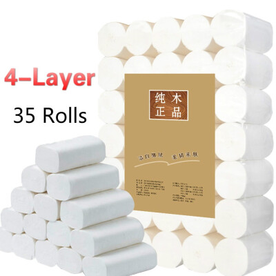 

High Quality 4-Layer 35 Rolls of Toilet Paper Bamboo Pulp Color Roll Paper Household Toilet Paper Hand Paper Coreless Roll Pape