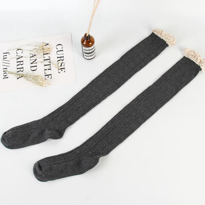 

Fashion Women Sexy Warm Cotton Thigh High Stockings Knit Over Knee Lace Girls Long Socks