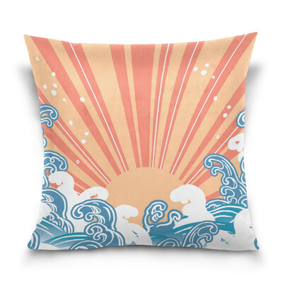 

ALAZA Throw Pillow Cover 16 X 16 inch Cushion Cover with Sun Wave Printed Pillowcase