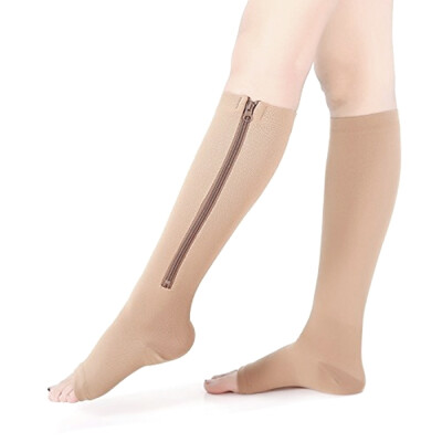 

Breathable Compression Socks With Open Toe Toeless Leg Support Stocking Knee High Socks with Zipper