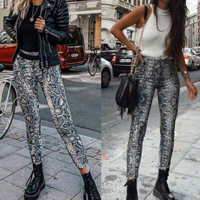 

Women Leopard Snake Animal Print High Waist Soft Stretchy Leggings Pants -XL