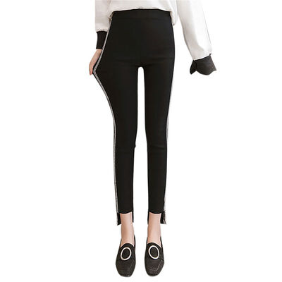 

Women Side Striped Casual Leggings Autumn Winter Velvet Sporting Slim Thin Pants Fitness Trousers