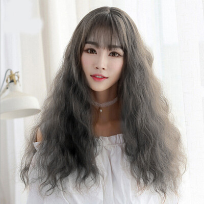 

Gobestart Fashion Japanese Female Long Curly Air Bangs Wig High Temperature Wire No Lcae