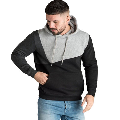 

Toponeto Men Autumn Long Sleeve Patchwork Hoodie Hooded Sweatshirt Top Tee Outwear Blouse
