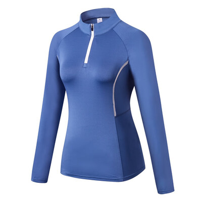 

T-Shirt Women Autumn Zipper Long Sleeve Sports Fitness Training Quick-Drying Clothes Stand Collar Slim T-Shirt Tops haut femme