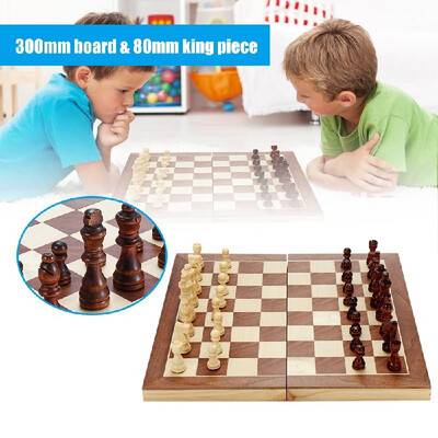 

Wooden International Chess Set with Folding Felted Chessboard&Magneticy Pieces Interior for Storage