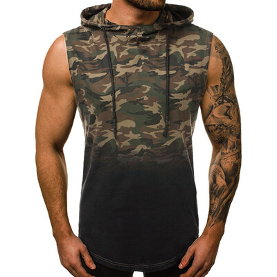 

Toponeto Mens New Summer Camouflage Cap Vest Back Personality Tailored Blouse Top