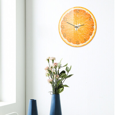 

Gobestart Fruit Animal Wood Grain Sall Clock Acrylic UV Printing Clock Creative Wall Clock