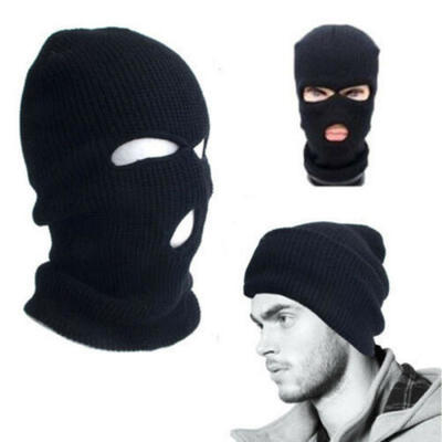 

3-hole Face Mask Winter Beanie Ski Snowboard Hat Cap Wear Balaclava Black Warm